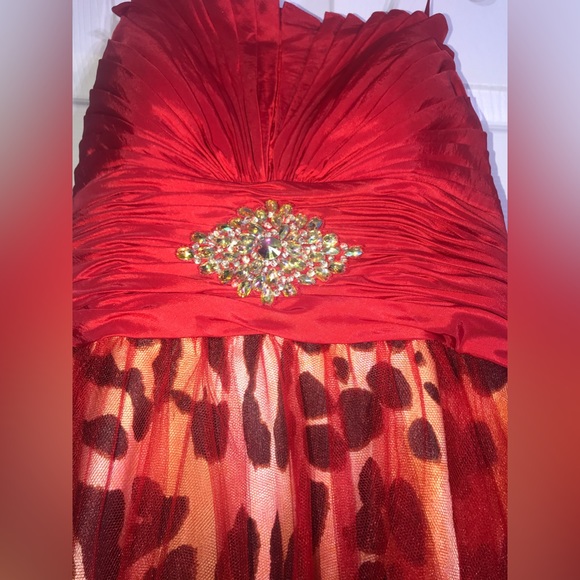 Nite Moves Prom/Pageant/Homecoming Red&Turquoise Leopard Size 2,4,6,8&12 dresses - Picture 7 of 11